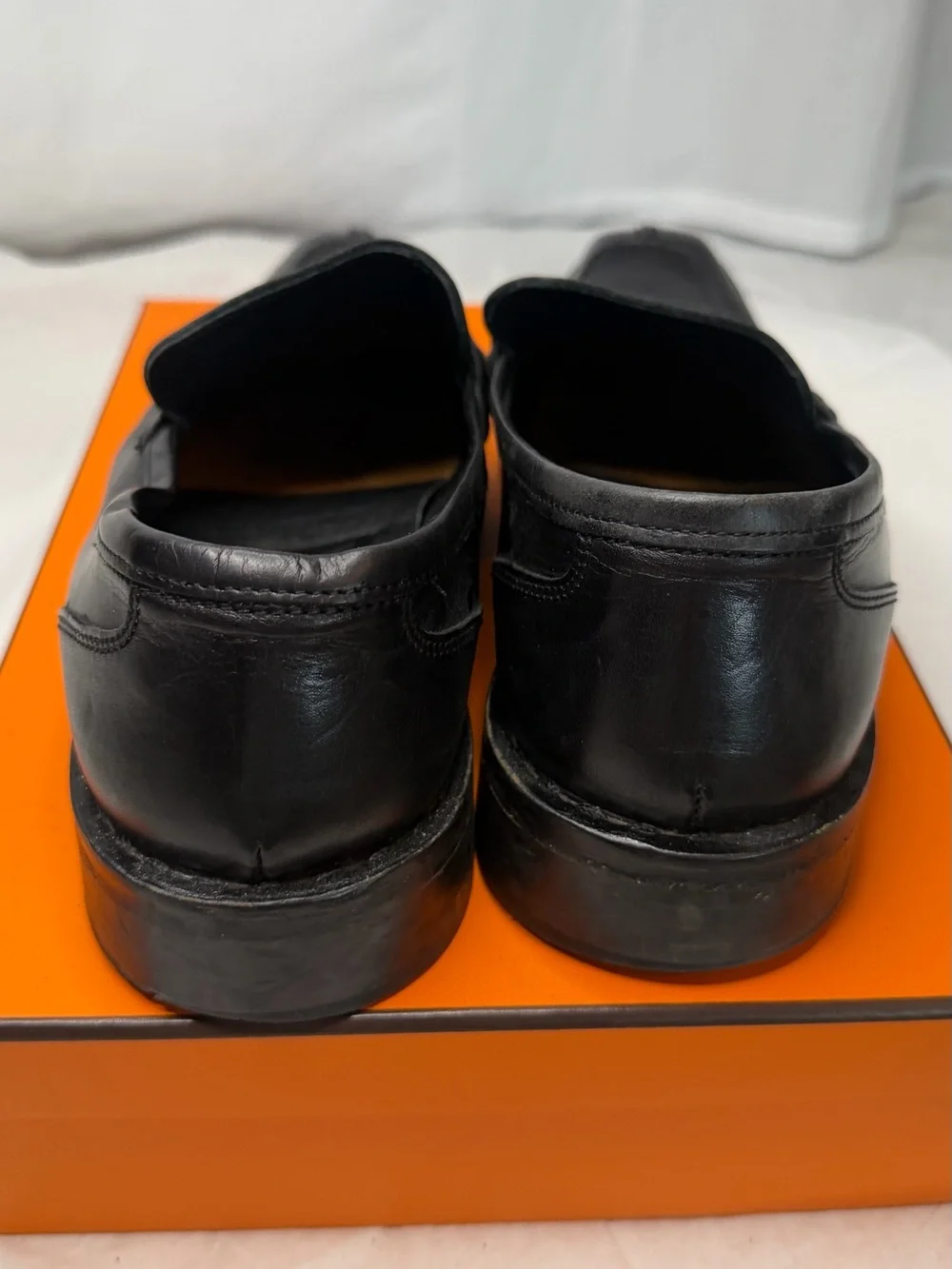 Versace Black Leather Slip-On Penny Loafers for Men